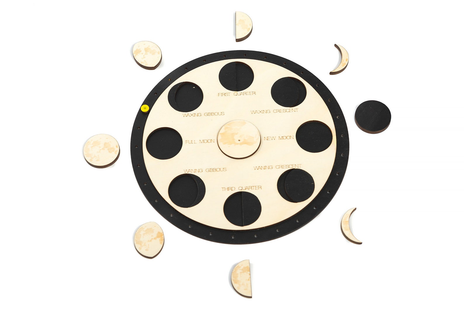 Wooden Moon Phases Puzzle, Montessori Learning Toy, Space Astronomy ...