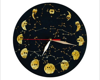 Nachthimmel, Mond und Sternen Uhr. Laser cut Datei. Vektordatei für den Laserschnitt. svg, cdr, dxf, ai, pdf-Dateien.