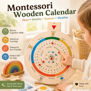 Montessori Calendar | Wooden Learning Toy | Days Months Seasons Weather for Kids