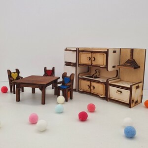 Dollhouse furniture kitchen, Miniature furniture, Pretend play