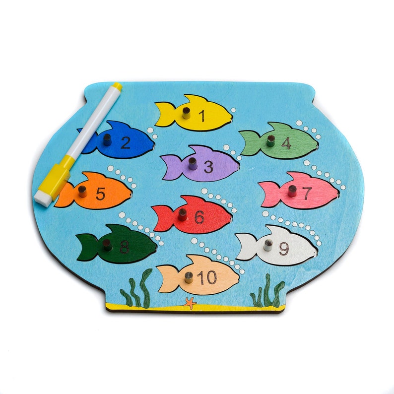 Fish Counting Game – Montessori Wooden Math Puzzle for Toddlers - Etsy