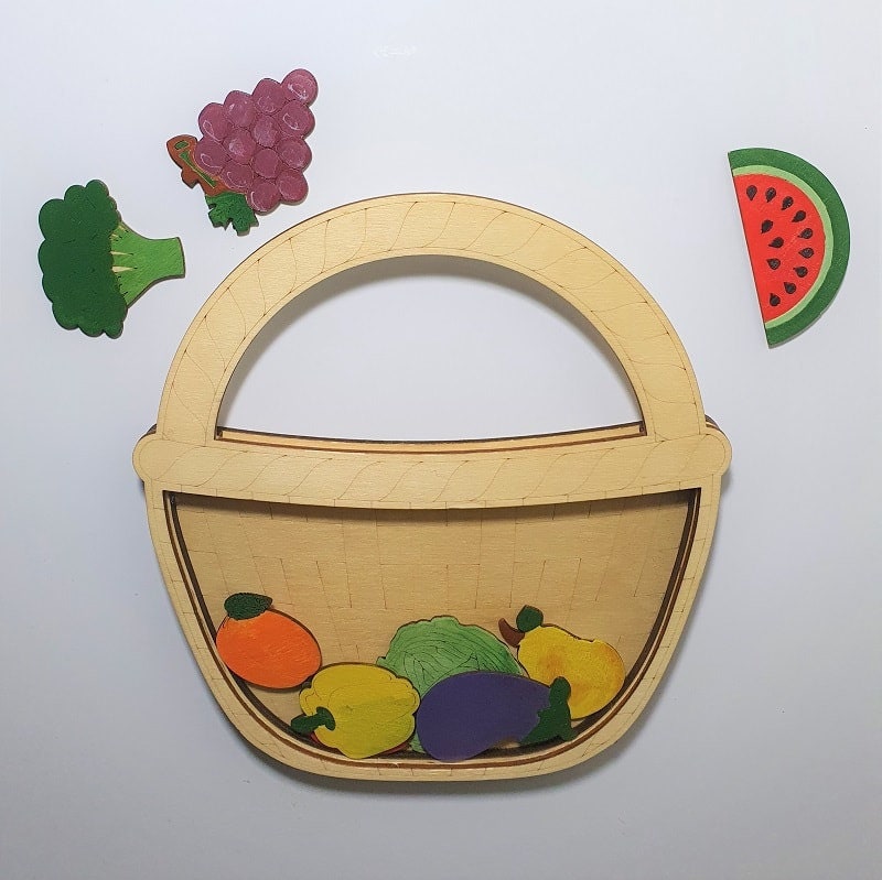 Fruits and Vegetables Toy, Wooden Play Food for Kids, Toy