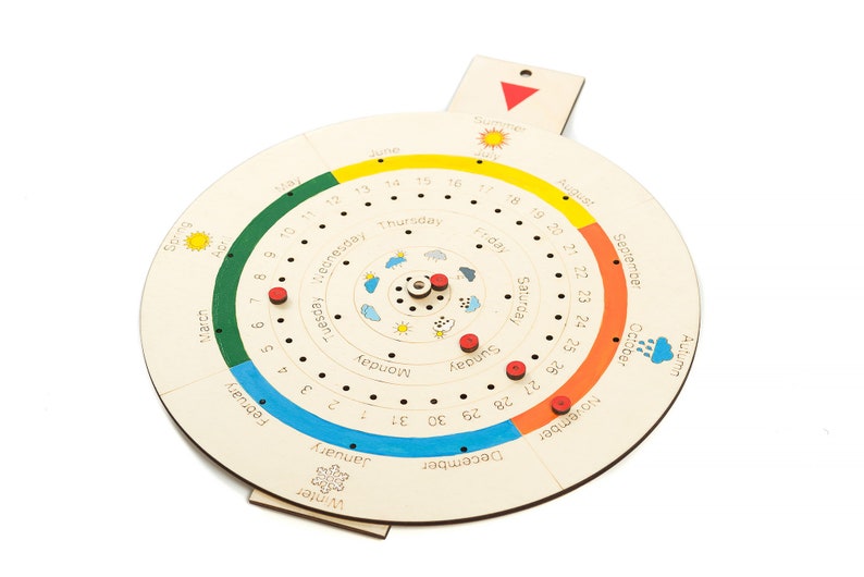 Calendario de madera en inglés Material educativo Días de Etsy España