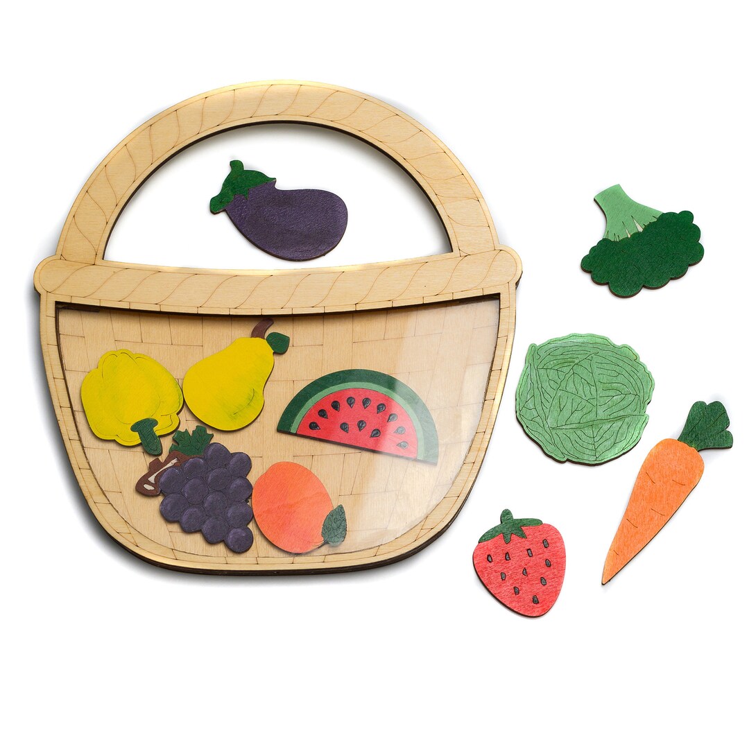 Fruits and Vegetables Toy, Wooden Play Food for Kids, Toy