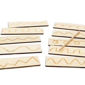 A set of 10 tracing tiles, Montessori pattern tracing,  Pre-writing skills, Fine Motor Skills development