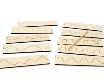 A set of 10 tracing tiles, Montessori pattern tracing,  Pre-writing skills, Fine Motor Skills development