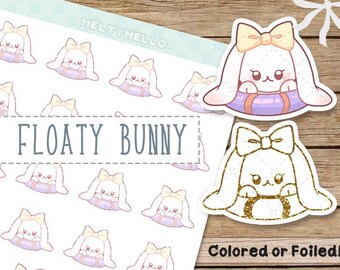 Summer Swimming Pool Beach Float Planner Stickers | Foiled Rose Gold Silver Holographic | Cute Animal Bunny Rabbit stickers