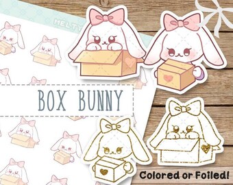 Happy Mail Package Moving Shipping Planner Stickers | Foiled Rose Gold Silver Holographic | Cute Animal Bunny Rabbit stickers