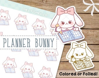 student homework diary Planning Diary Exam Homework Writing Planner Stickers | Foiled Rose Gold Silver Holographic | Cute Animal Bunny Rabbit stickers