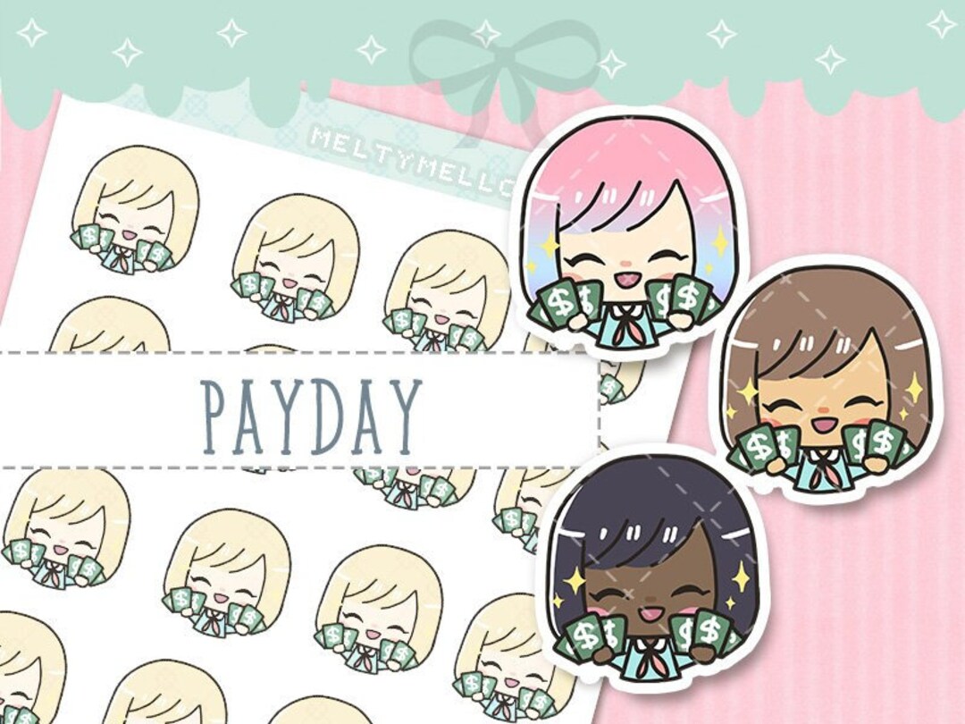 Payday Planner Stickers Salary Stickers Pay Day Stickers Custom Girl