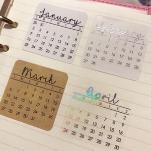 2024 Mini Calendar Foiled Planner Sticker Bullet journal sticker, scrapbook sticker, Journaling sticker image 1