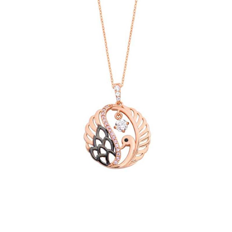 Dainty Womens Black Swan Birthday Necklace,Engagement Necklace,Raw Diamond Necklace,Thin Chain Necklace,Good Luck Gifts