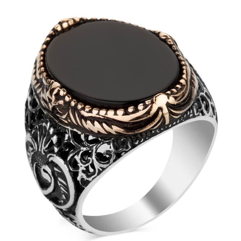 Unique Mens Ring Straight Black Onyx Stone Silver Men/'s Ring,Handmade Ring,Engagement Ring,Adjustable Ring,For Men Jewelry,NUR-4682