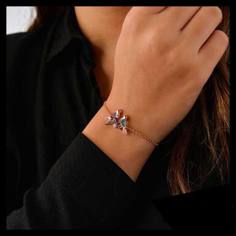 Gift For Girlfriend Bridesmaid Bracelet Dainty Women/'s Bracelets Double Bird Elevator Silver Bracelet Delicate Bracelet Initial Bracelet