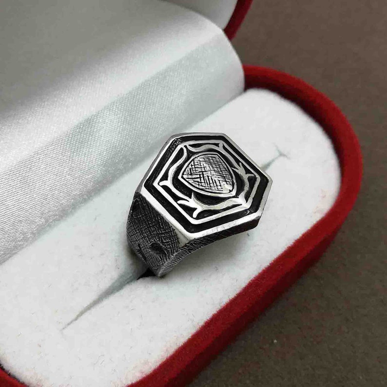 Embossed Ring Styled Men/'s rings Man Gifts Shield ring men Gothic Style NUR-2698 Shield Model 925 carat male silver ring Heavy ring