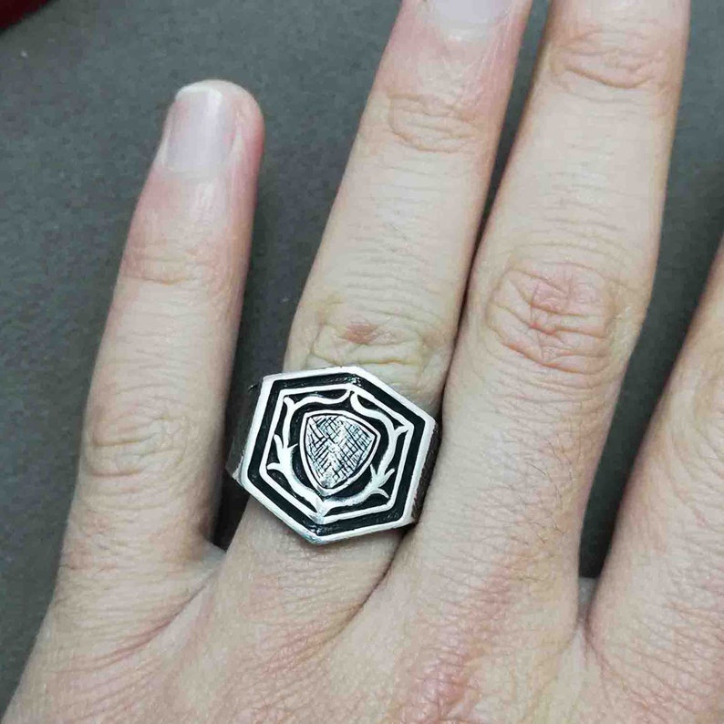 Embossed Ring Styled Men/'s rings Man Gifts Shield ring men Gothic Style NUR-2698 Shield Model 925 carat male silver ring Heavy ring