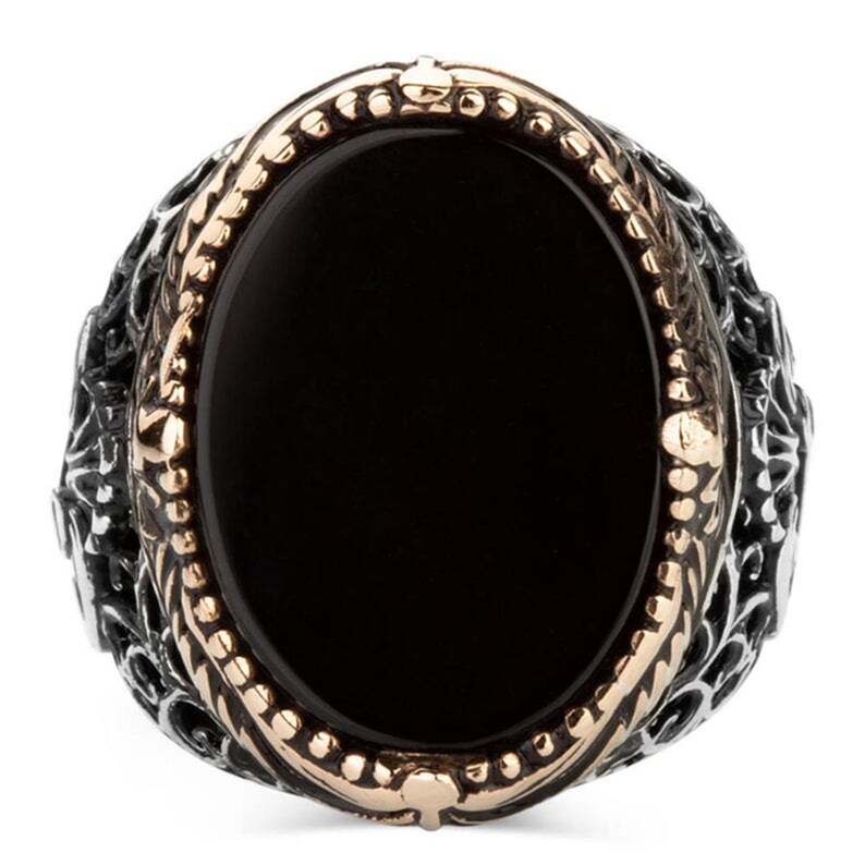 Unique Mens Ring Straight Black Onyx Stone Silver Men/'s Ring,Handmade Ring,Engagement Ring,Adjustable Ring,For Men Jewelry,NUR-4682
