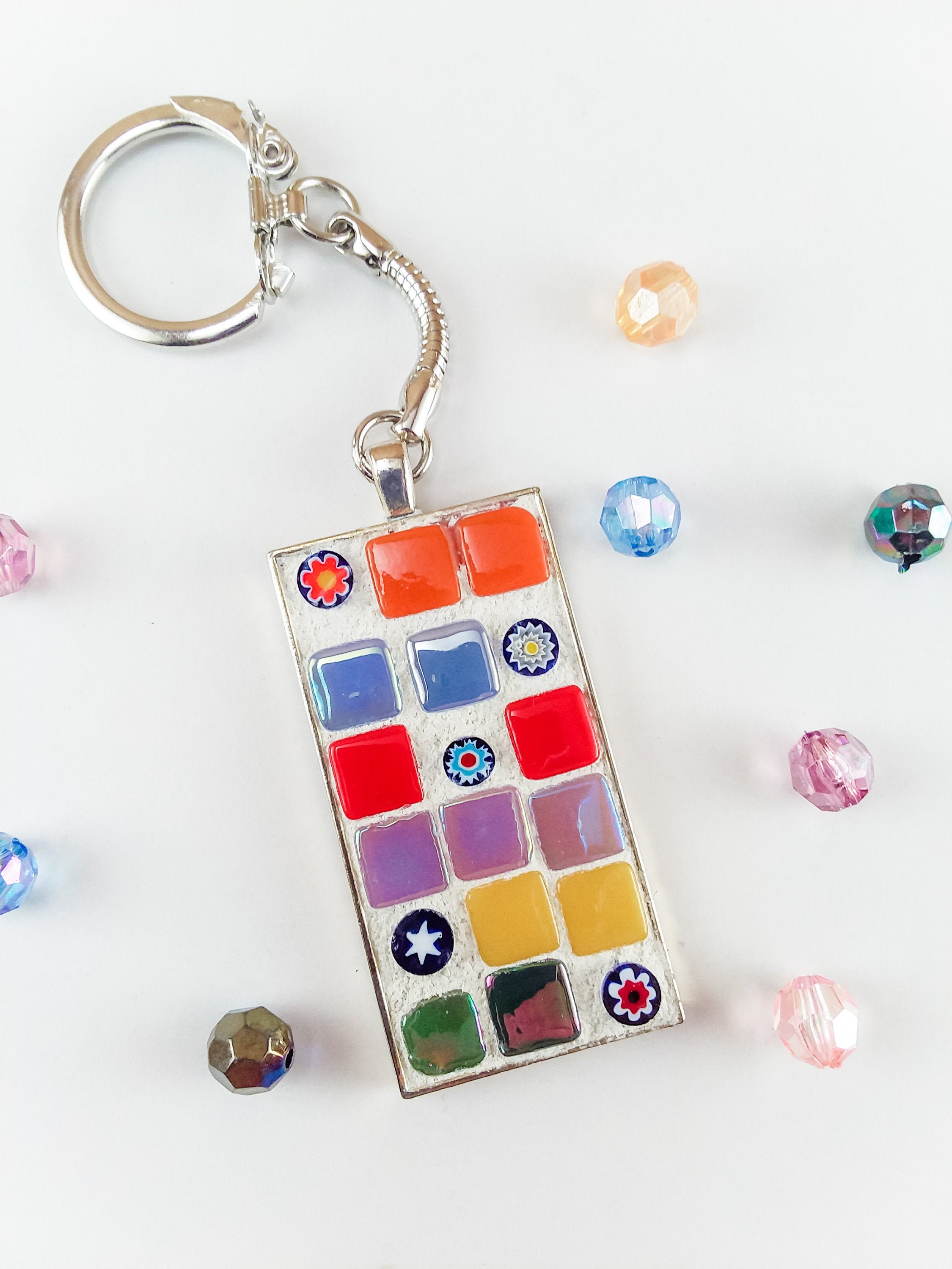 Mosaic Keychain Mosaic Key Chain Mosaic Key Fob Wearable Etsy