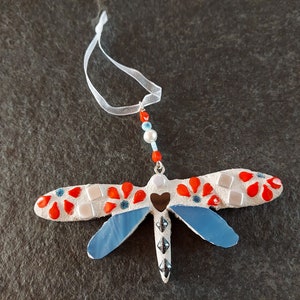 Mosaic Art Dragonfly Ornament, Mosaic Everyday Ornament, Mosaic Spring Decoration, Unique Gift, Handmade Gift, Spring Decor, Affordable Art