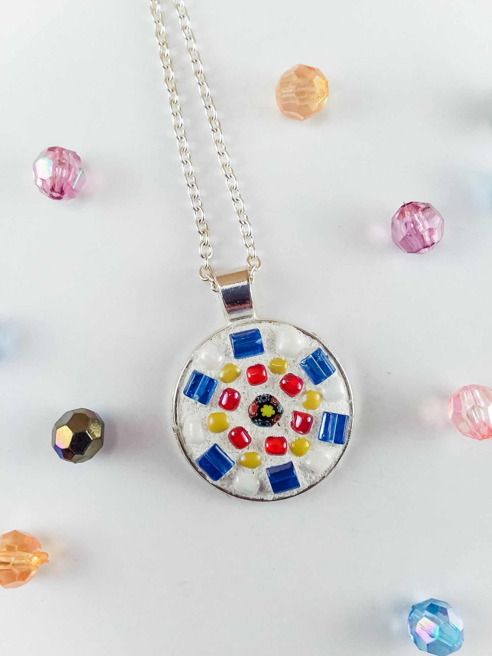 Mosaic Pendant Mosaic Necklace Mosaic Jewelry Wearable Art Etsy