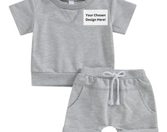 Individuell besticktes Kurzarm- und Shorts-Matching-Set für Babys/Kleinkinder, Größe 12–18 Monate