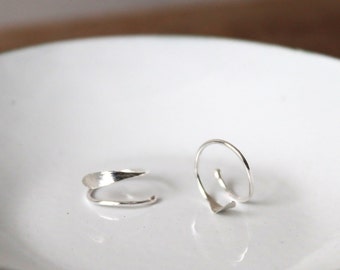 Wallflower hoop, handmade earrings, silver sprouts, sterling silver 925, Scandinavian