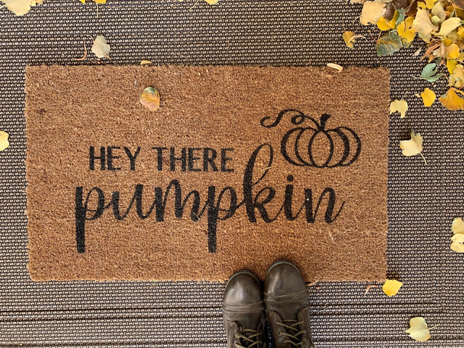 Hello Pumpkin Doormat Hey There Pumpkin Door Mat Fall Etsy