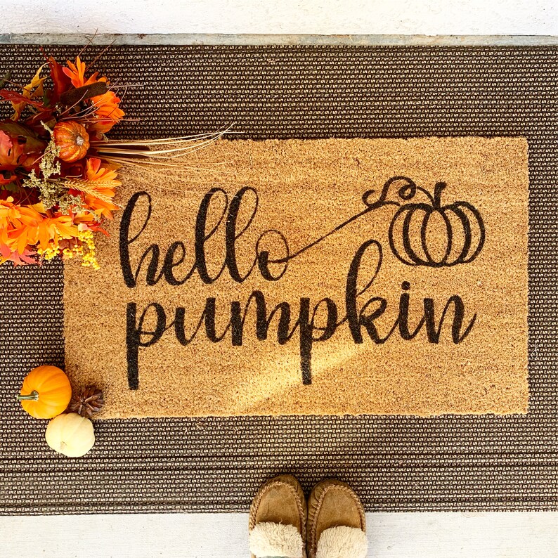 Hello Pumpkin Doormat Hey There Pumpkin Door Mat Fall Etsy