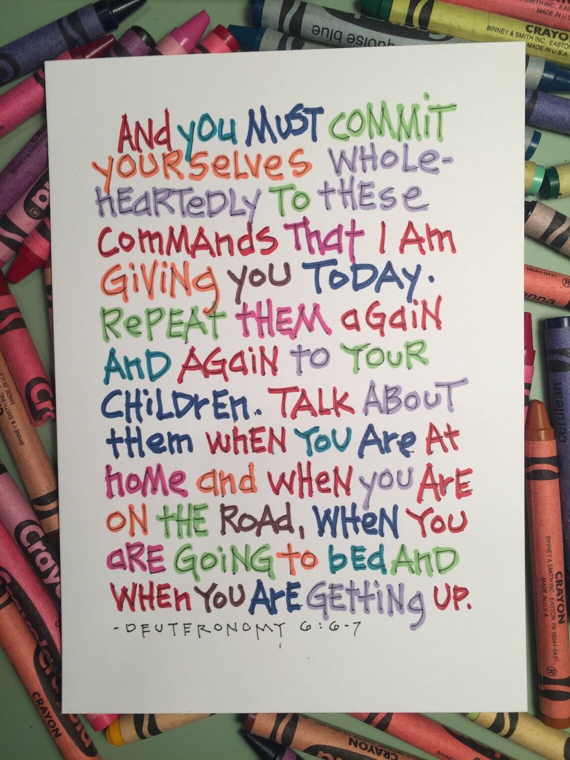 Bible Print / Deuteronomy 6:6-7 / Bible Verse / Kids and | Etsy