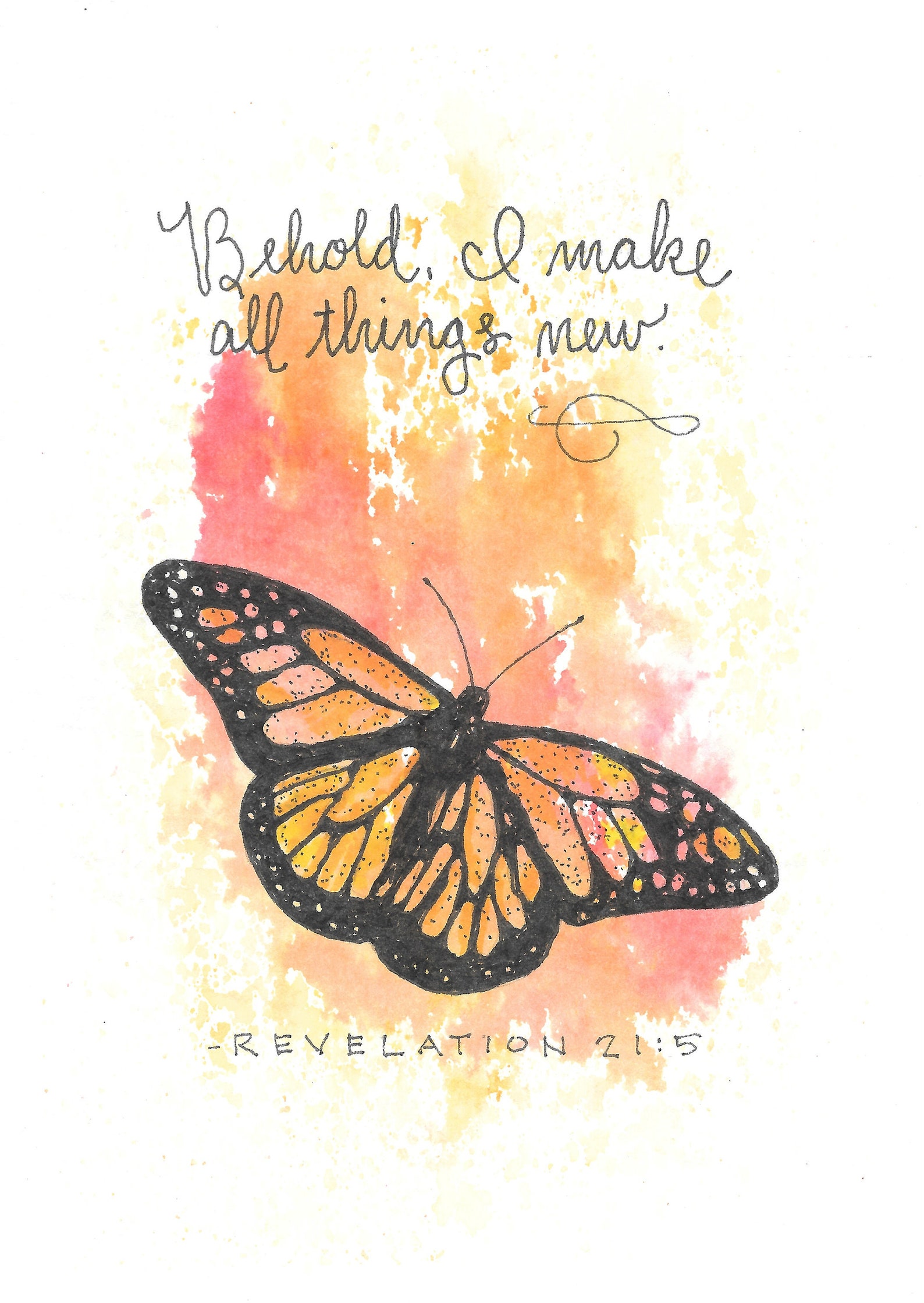Butterfly Print / Behold, I Make All Things New / Bible Verse