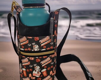 H2O2GO Custom Books & Coffee Vinyl with Front Slip Phone Pocket and Zipper Pocket