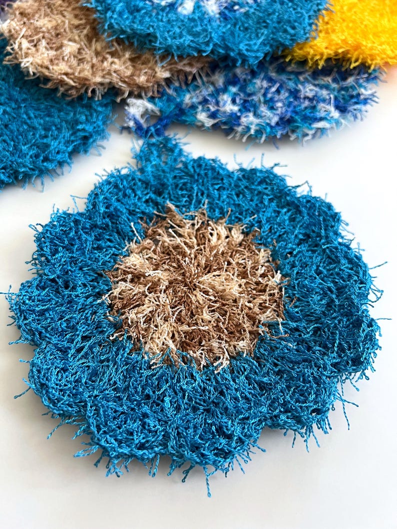 Set of 2 Handmade Scrubbies, Reusable Dish Scrubby, Non-stick Pan ...