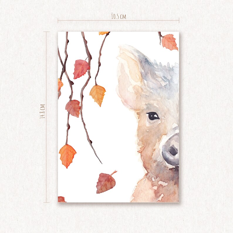 Watercolor Print Christmas Card Holiday Postcard Christmas Greetingcard Postcard with winter theme