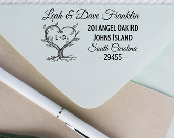 Address Stamp Wedding Return Address Stamp Self Inking, Self Inking Personalized Wedding Stamp, Self Inking Address Stamp Heart, 3.00 X 1.50