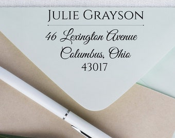 Self Inking Stamp Return Address Stamp Calligraphy, Personalized Stamp Self Inking Stamp Custom, Calligraphy Address Stamp, 1.57 X 2.36