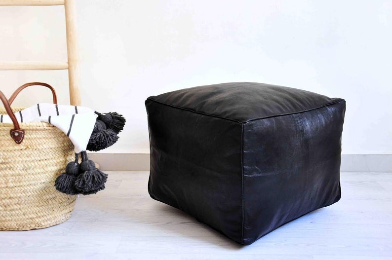 18x18x14 Square Leather Pouf Handmade by Skilled Craftsmen Etsy