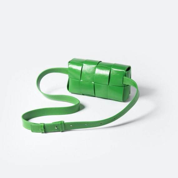 Cow Leather Belt Bag Cassette Sac Square Intrecciato - Etsy