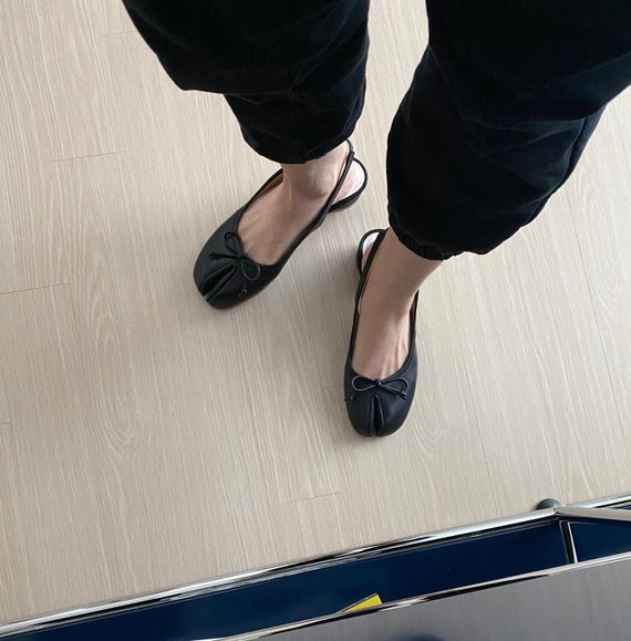 Flat black sling clearance back shoes
