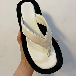 Ginza leather platform slides