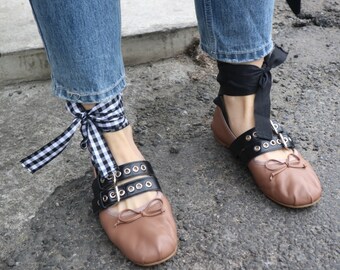 women's leather ballet flats