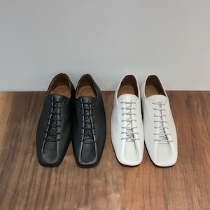 handmade] men leather maire derby slip on shoes oxford lace up Parisienne minimalist