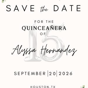 Video animato personalizzato "Save the Date" per Quinceañera (download digitale) Reserva La fecha, Midnight Blue, Lilac, Emerald Green, Red etc.