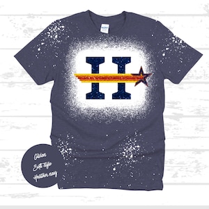 Houston Astros gebleekt T-shirt! Glittereffect, unisex-pasvorm voor volwassenen en jongeren