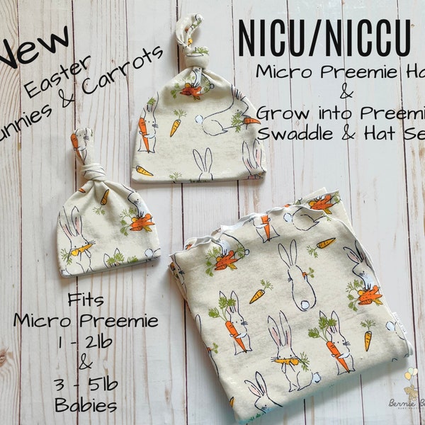 Micro Preemie Gift Set | Easter Preemie Gift Set | Preemie Hat | NICU Baby Hats | Easter Preemie Swaddle |Micro Preemie Hat | NICU Micro Set