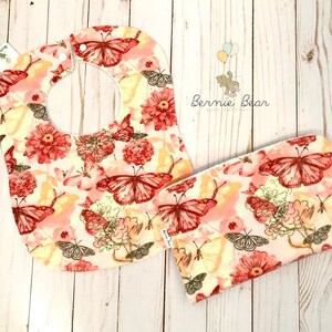 Butterfly Baby Bib | Butterfly Burp Cloths | Butterfly Drool Bibs | Girl Baby Gift | Bib and Burp Cloth Set | READY TO SHIP