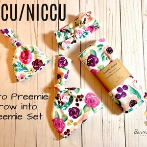 Conjunto de fraldas para bebês prematuros micro | Gorro para bebês prematuros | Gorro para bebês prematuros NICU | Swaddle para bebês prematuros NICU | Presente para bebês prematuros rosa | Presente para bebês prematuros NICU