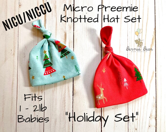 Micro Preemie Christmas Knotted Hats NICU Baby Hats Micro Preemie Gift