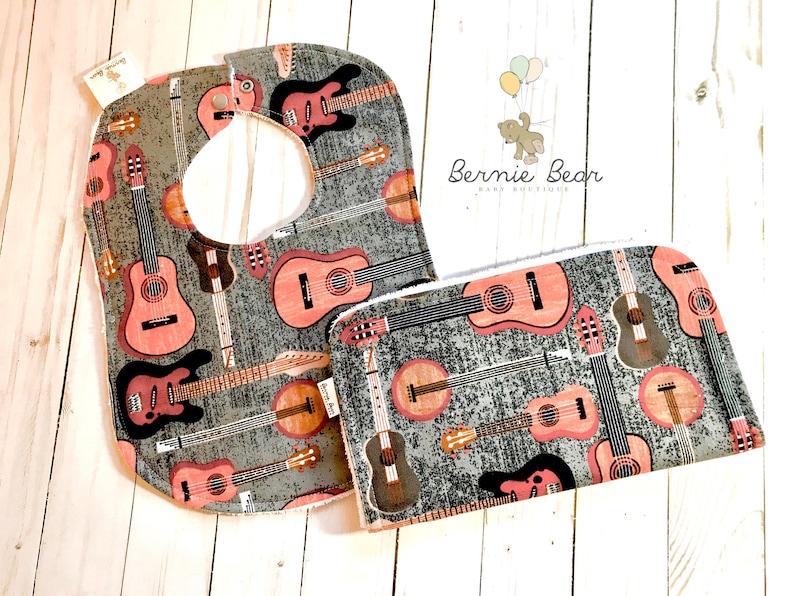 Nashville guitar baby bib guitar baby blanket guitar burp cloth guitar bundle gift set READY TO SHIP guitar teether guitar bandana bib