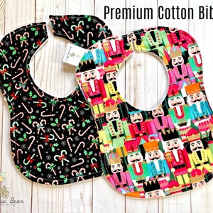 Christmas Bibs / Holiday Bibs / Drool Bibs / Christmas Baby Bib Gift Set / Baby’s First Christmas / Nutcracker Drool Bobs / Candy Canes Bibs