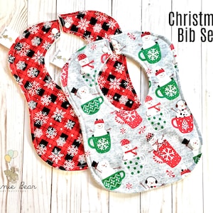 Christmas Bibs | Holiday Bibs | Drool Bibs | Christmas Bib Set | Baby’s First Christmas | Snowman Bib Gift Set | Christmas Baby Gift Set